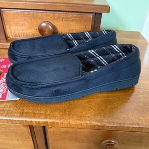 New Black Suede memory foam moccasin slippers men’s